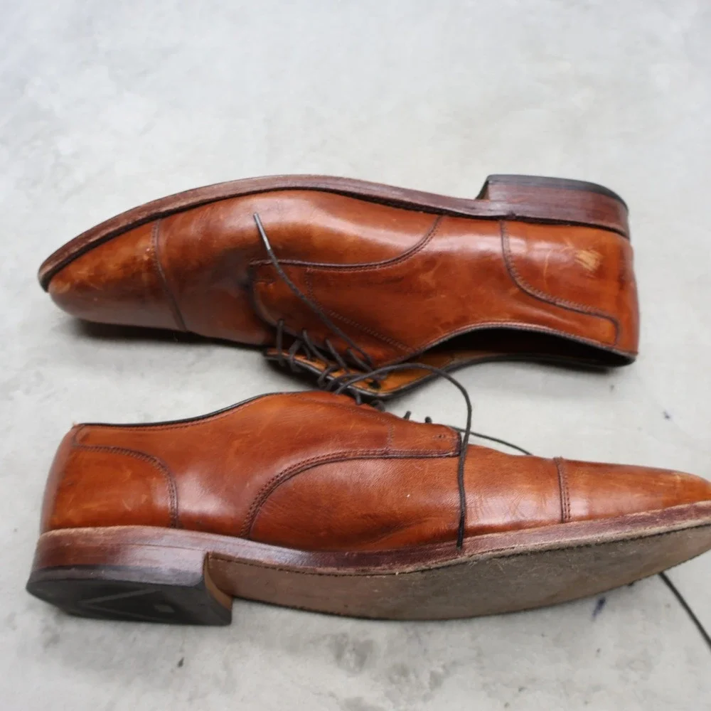 Allen Edmonds Men 12D Dress Shoes Brown Leather Cap Toe Oxford Classic 6558 VTG